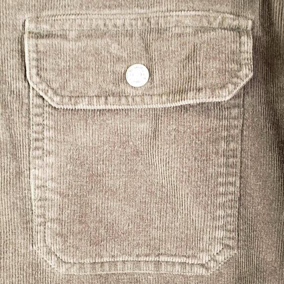 LL Bean Shirt Heavy Snap Button Men’s Size Large L Brown Corduroy Fleece Lined - Picture 4 of 9